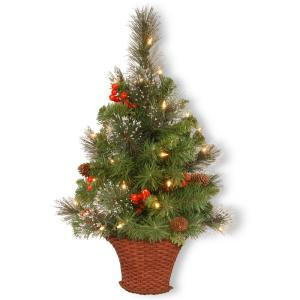 36 in. Crestwood Spruce Half Tree with Battery Operated Warm White LED Lights