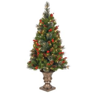 4 ft. Crestwood Spruce Potted Artificial Christmas Tree with 100 Clear Lights