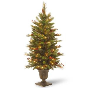 4 ft. Decorative Collection Long Needle Pine Cone Entrance Artificial Christmas Tree