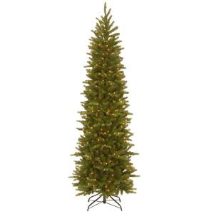 7-1/2 ft. Feel Real Grande Fir Pencil Slim Hinged Artificial Christmas Tree with 350 Clear Lights