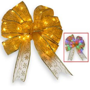 9 in. Gold Bow Tree Topper with Dual Color LED Lights