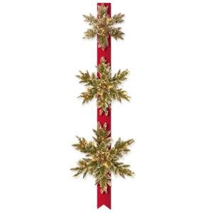 Pre-Lit Glittery Bristle Pine Triple 77 in. Artificial Snowflake Door Hang