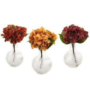 12 in. Autumn Hydrangea with Vase (Set of 3)