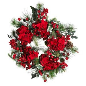 22 in. Holiday Hydrangea Wreath