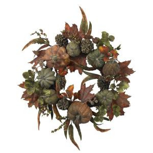24 in. Artificial Wreath with Pumpkins, Gourds, and Pinecones