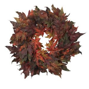30 in. Artificial Wreath with Autumn Maple Leaves