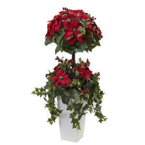 4 ft. Poinsettia Berry Topiary with Decorative Planter