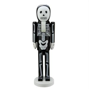 14 in. Black and White Skeleton Wooden Halloween Nutcracker