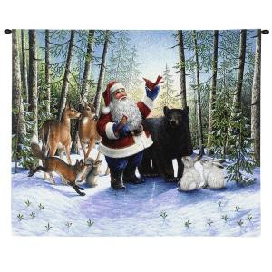 25.5 in. x 31 in. Santa in the Forest Jacquard Woven Wall Hanging