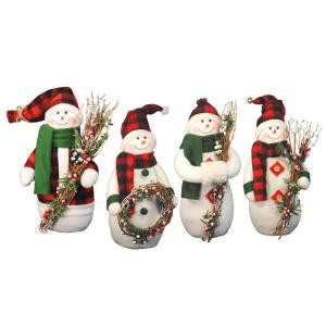 12 in. Plaid Snowman, 4 Assorted with Decorations