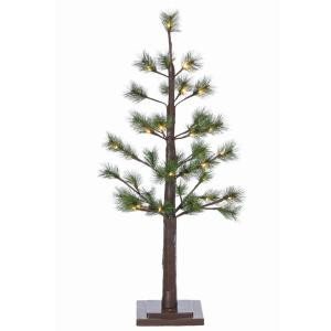 3 ft. Indoor Pre-Lit LED Pine Needle Artificial Christmas Tree with 24 UL Warm White Lights