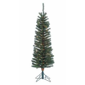 5 ft. Pre-Lit Narrow Pencil Fir Artificial Christmas Tree with Clear Lights