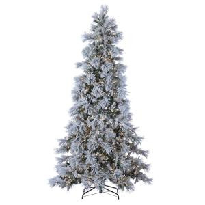 9 ft. Indoor Pre-Lit Lightly Flocked Snowbell Pine with 900 Cool White Twinkling Lights and 1647 Tips