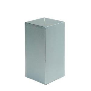 3 in. x 6 in. Metallic Silver Square Pillar Candle Bulk (12-Box)