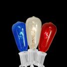 10-Light Transparent Red Blue and Clear ST40 Edison Style 4th of July Christmas Lights - White Wire (Set of 10)
