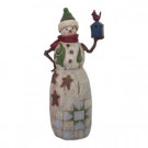 11 in. Snowman with Red Bird and Birdhouse
