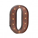 12 in. H "O" Rustic Brown Metal LED Lighted Letter