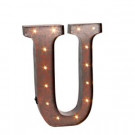 12 in. H "U" Rustic Brown Metal LED Lighted Letter