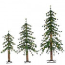 2 ft., 3 ft., and 4 ft. Set of Pre-Lit Alpine Artificial Christmas Trees with Natural Looking Trunk