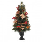 32 in. Natural Pine Potted Artificial Christmas Tree with Pinecones, Red Berries and Burlap