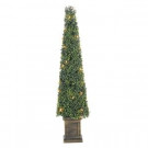 3.5 ft. Pre-Lit Potted Artificial Christmas Boxwood Tower Tree