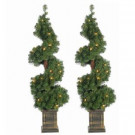 3.5 ft. Pre-Lit Potted Spiral Artificial Christmas Tree (Set of 2)