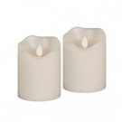4 in. H Battery Operated Bisque Vanilla Scent Wax Motion Flame Timer Candle (Set of 2)