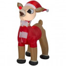 42 in. Inflatable Airblown-Standing Rudolph in Santa Outfit