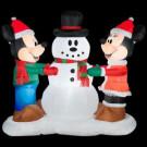 6 ft. W x 3 ft. D x 5 ft. Mickey and Minnie Decorating Snowman Scene