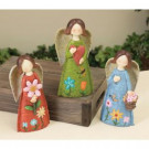 8 in. High Angel Figurines with Flower Motif (3-Pack)