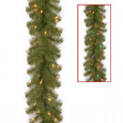 9 ft. North Valley Spruce Garland with Battery Operated Dual Color LED Lights