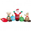 107.87 in. W x 50 in. D x 53.15 in. H Inflatable Airblown Santa, Reindeer and Ornaments Collection Scene