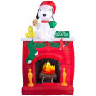 49.21 in. W x 25.59 in. D x 83.86 in. H Inflatable Fire and Ice Snoopy on Fireplace Scene