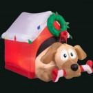 Holiday 3.7 ft. H x 3.64 ft. W Inflatable Animated Dog with Candy Cane Bone