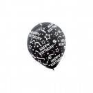 12 in. Black Birthday Confetti Latex Balloons (6-Count, 9-Pack)
