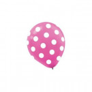 12 in. Bright Pink Polka Dots Latex Balloons (6-Count, 9-Pack)