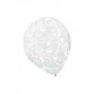 12 in. Clear with White Scroll Latex Balloons (6-Count, 9-Pack)