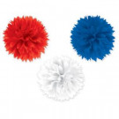16 in. Red, White and Blue Fluffy Decorations (3-Count, 2-Pack)