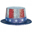 4.5 in. x 9.75 in. x 11 in. Patriotic Glitter Top Hat (3-Pack)