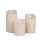 Battery Operated Bisque Vanilla Scent Motion Flame Wax Timer Candle Set (3-Piece)