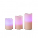 Bisque, Vanilla Scent, Color Changing Wax Candle Set with Timer (3-Piece)