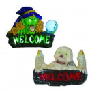 14 in. LED Battery Operated Motion Activated Witch and Skull Wall Signs (Set of 2)