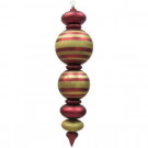 44 in. Red and Gold Shatterproof Finial with Stripes Ornament