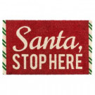 Santa Stop Here 17 in. x 28 in. Non-Slip Coir Door Mat