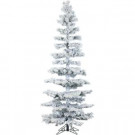 7.5 ft. Pre-lit LED Flocked Hillside Slim Pine Artificial Christmas Tree with 350 Clear String Lighting