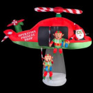 114.17 in. D x 57.09 in. W x 96.85 in. H Animated Inflatable Santa and Elves in Helicopter Scene