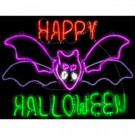 1.5 ft. H x 2 ft. L Light Glo Flashing Flying Bat w/Happy Halloween