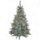 4.5 ft. Pre-Lit Siberian Frosted Pine Artificial Christmas Tree with Clear Lights and Pinecones