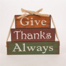 11.81 in. L Wooden Give Thanks Block Decor