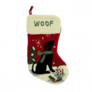 19 in. Polyester/Acrylic Handmade Christmas Stocking with Dog Image